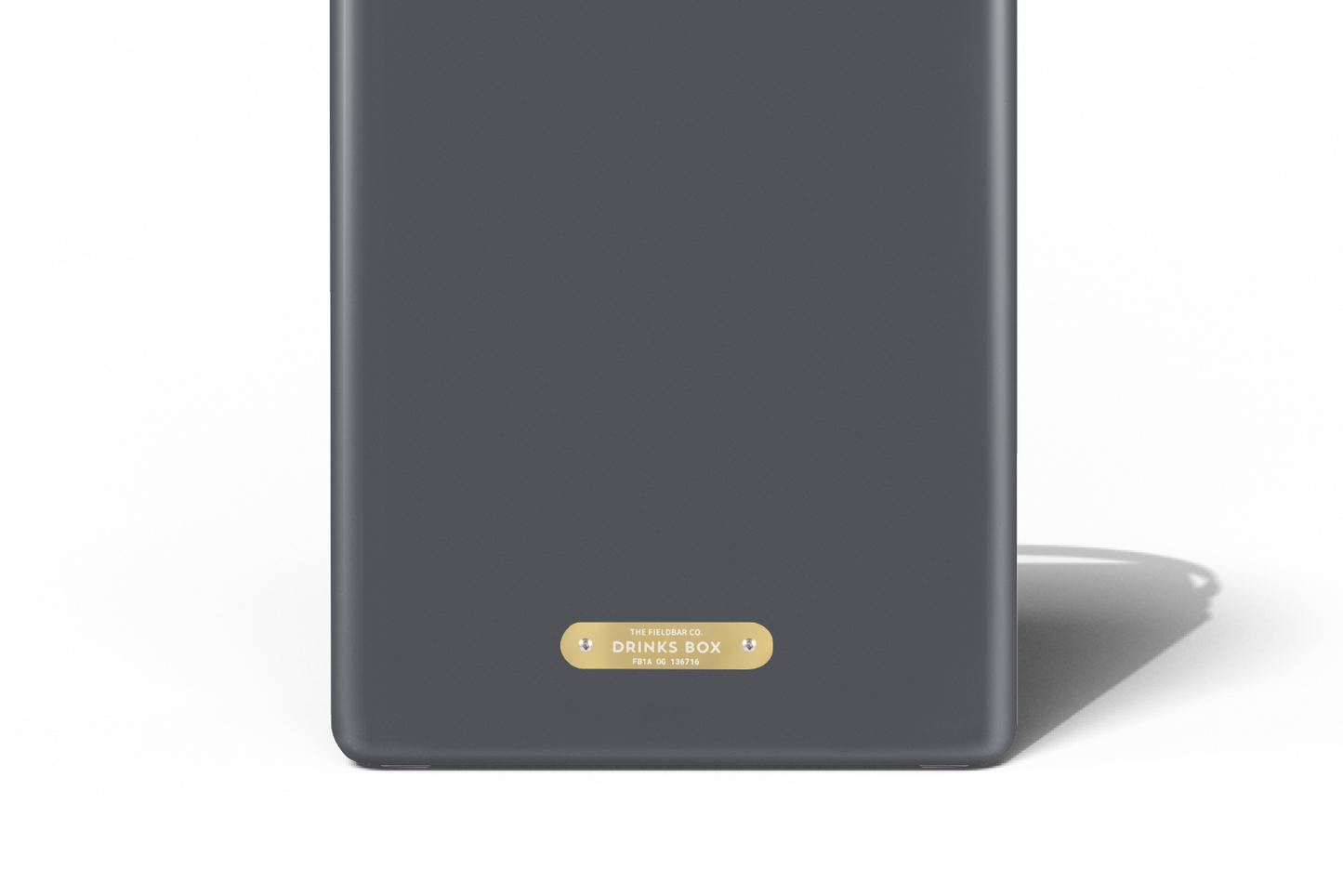 Fieldbar Oyster Grey Drinks Box brass detail