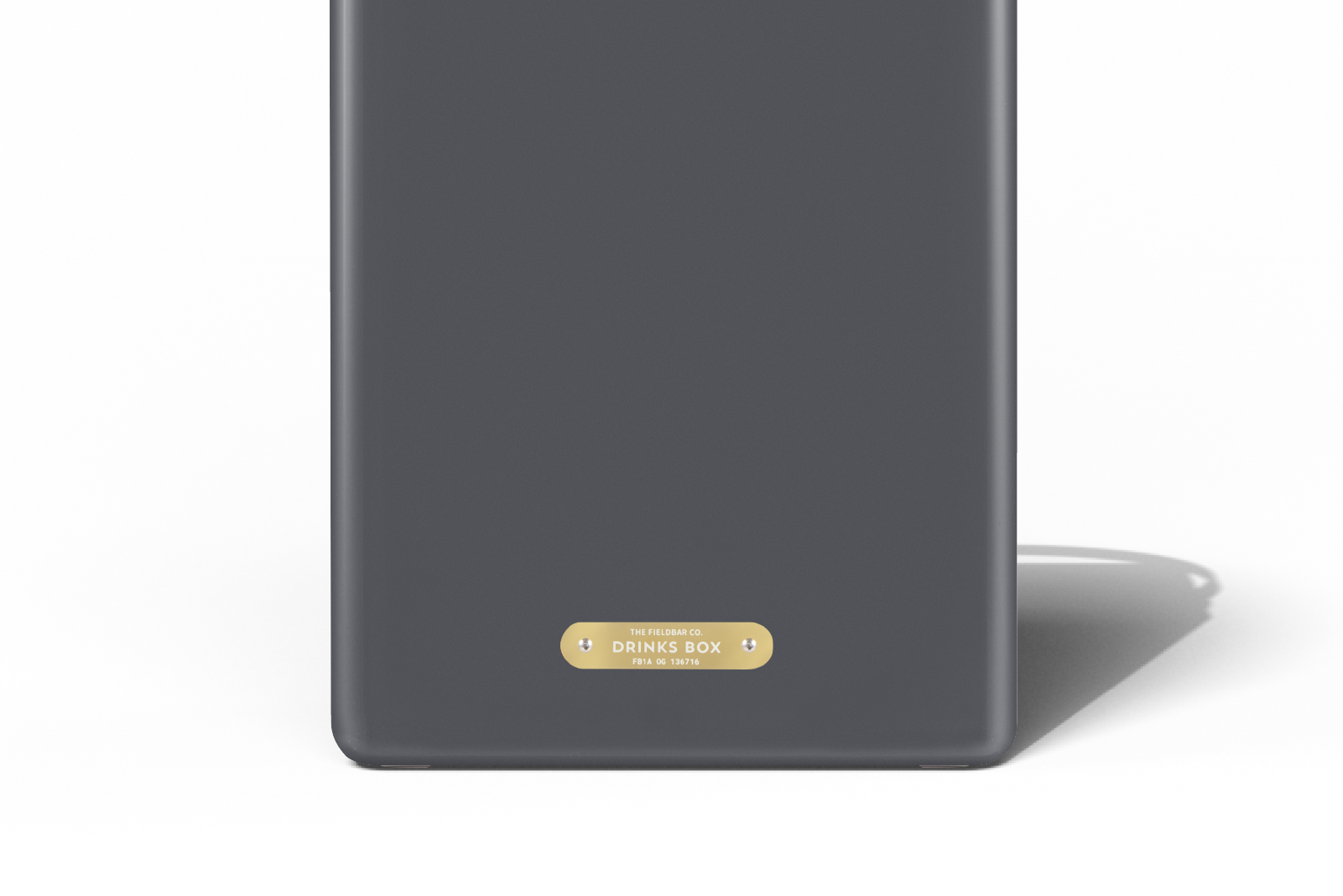 Fieldbar Oyster Grey Drinks Box brass detail