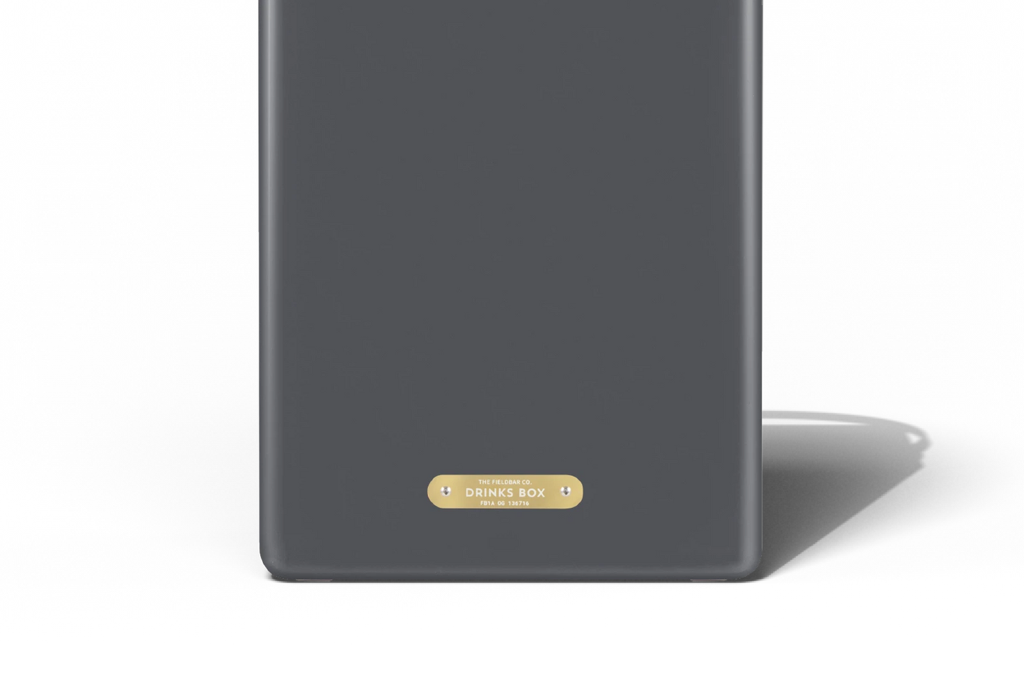 Fieldbar Oyster Grey Drinks Box brass detail