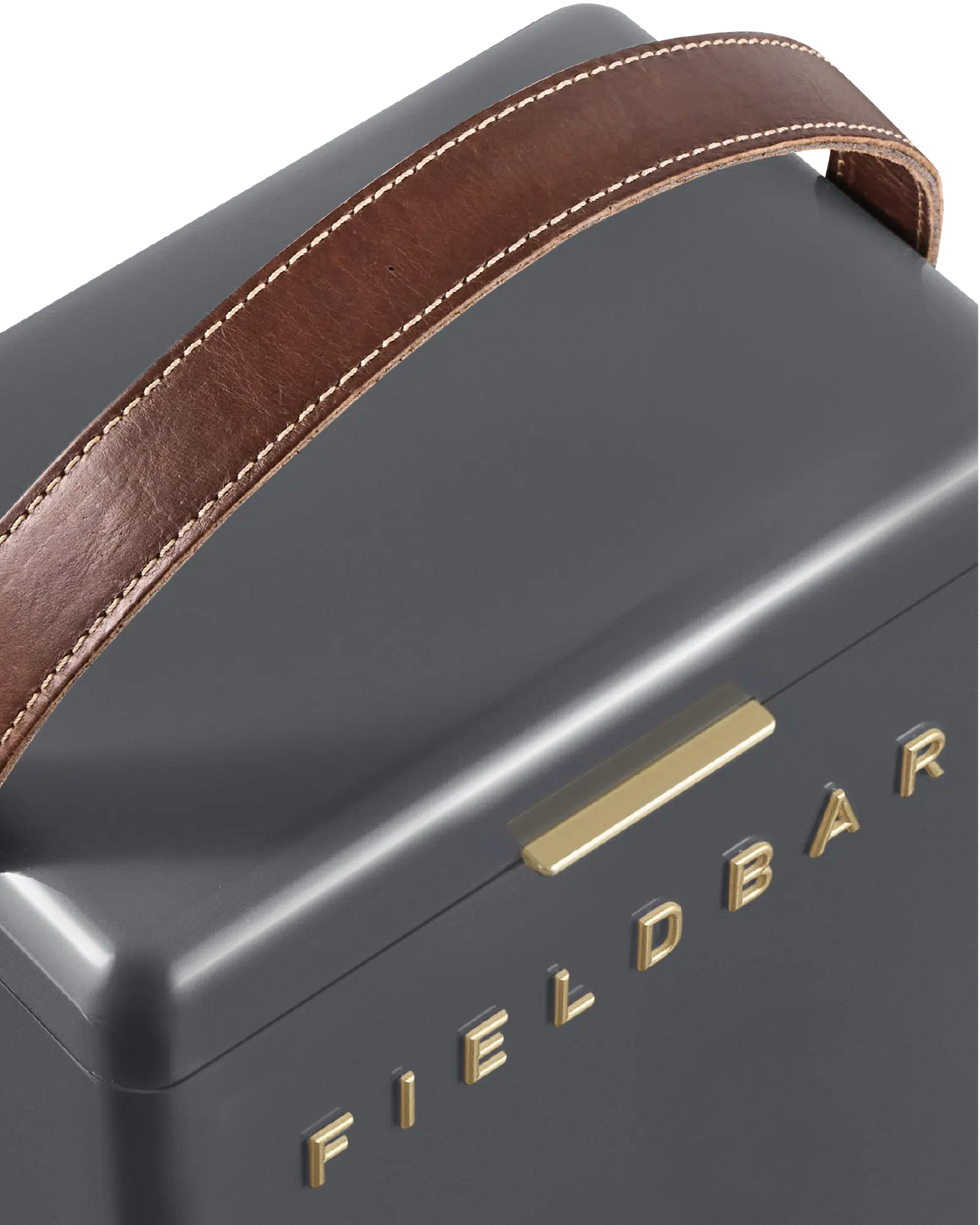 Grey cooler box with leather handle