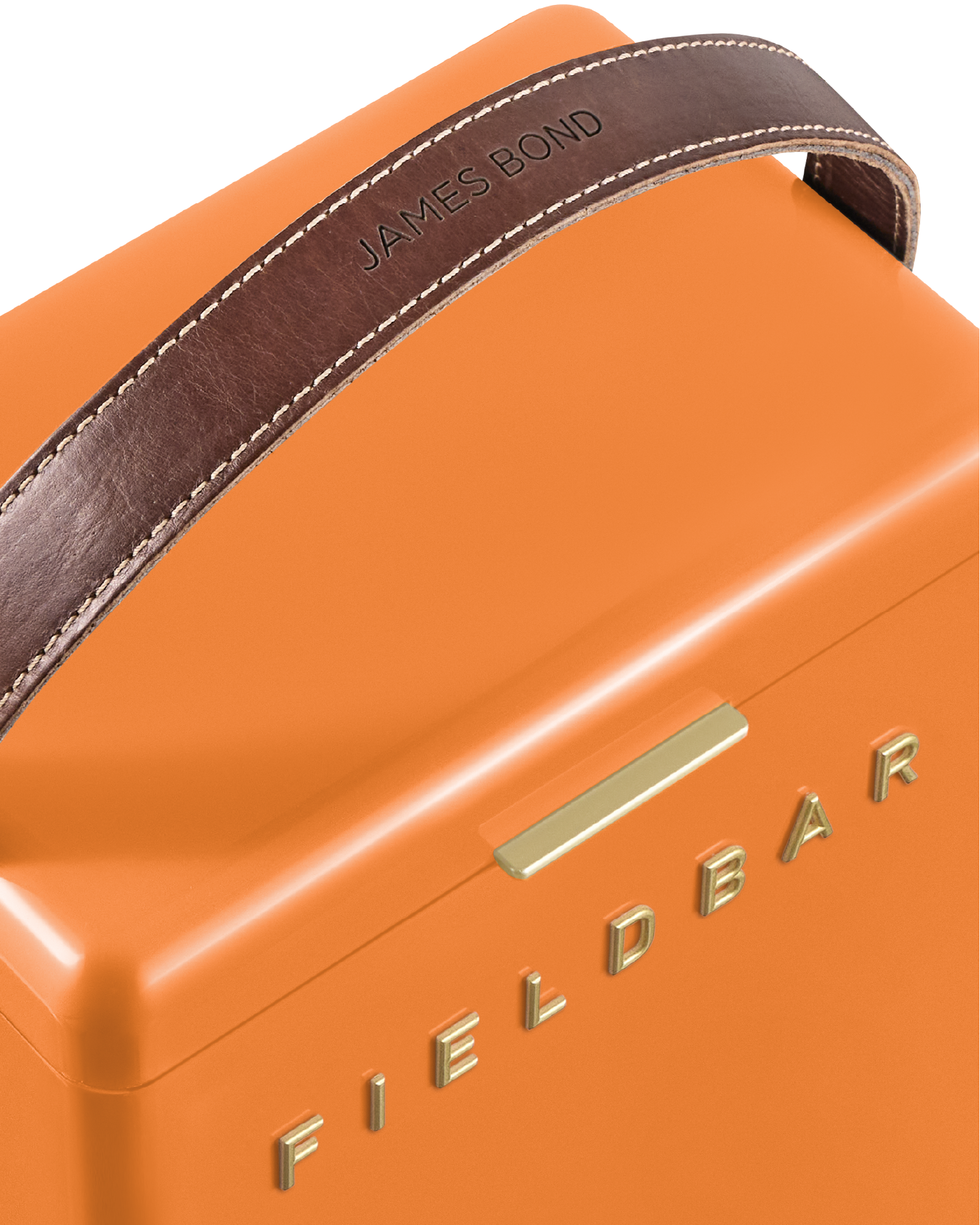 Drinks Box / Orchard Orange – leather handle detail