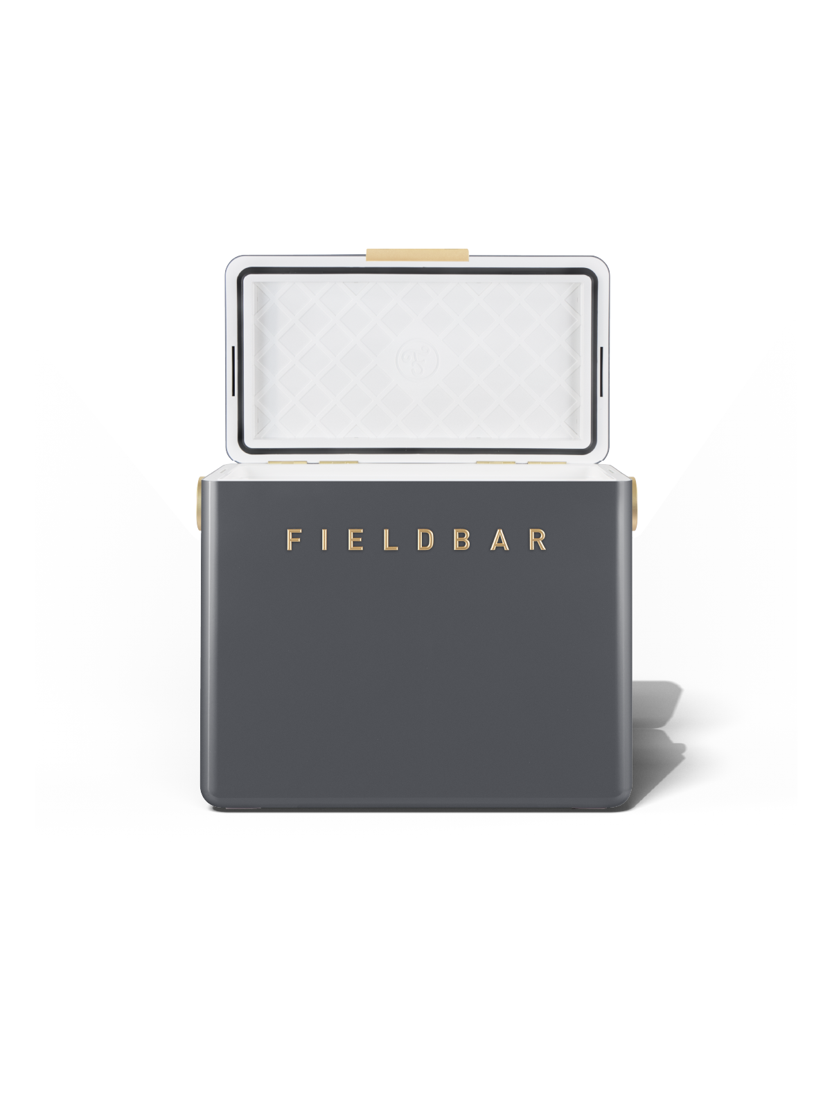 Fieldbar Oyster Grey Gin Trunk open with insulated interior